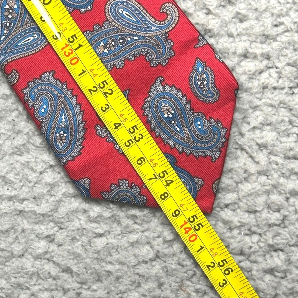 Christian Dior Paisley Silk Necktie Mens OS Red Blue Italian Fabric Classic Tie